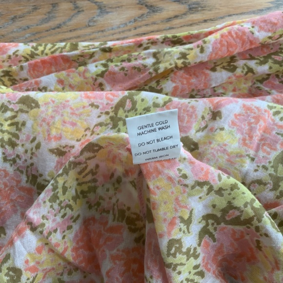 TULAROSA floral peach coral beach maxi skirt cover up/cotton/XL - Picture 4 of 6